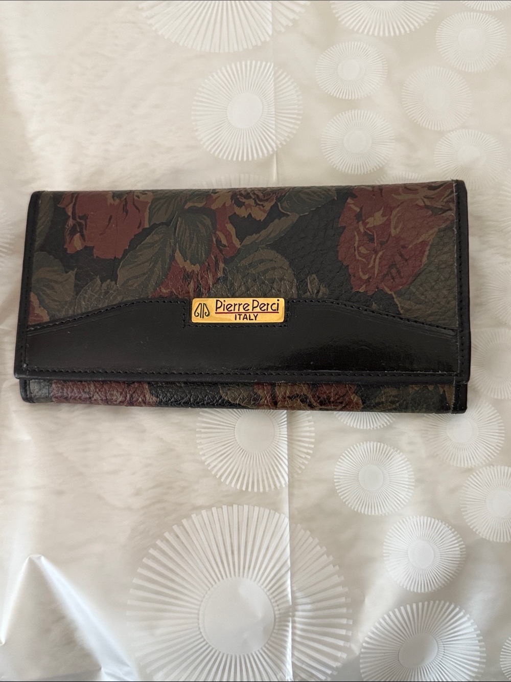 Vintage Pierre Perci Italy Floral Leather Wallet Clutch | Made in Italy | Retro